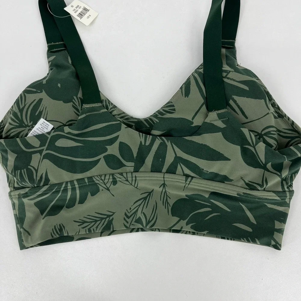 OFFLINE by Aerie Real Me Green Tropical Palm Print Sports Bra‎ Medium Support S